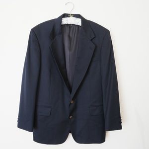 Oscar De La Renta Navy Men's 2 Button Suit Blazer
